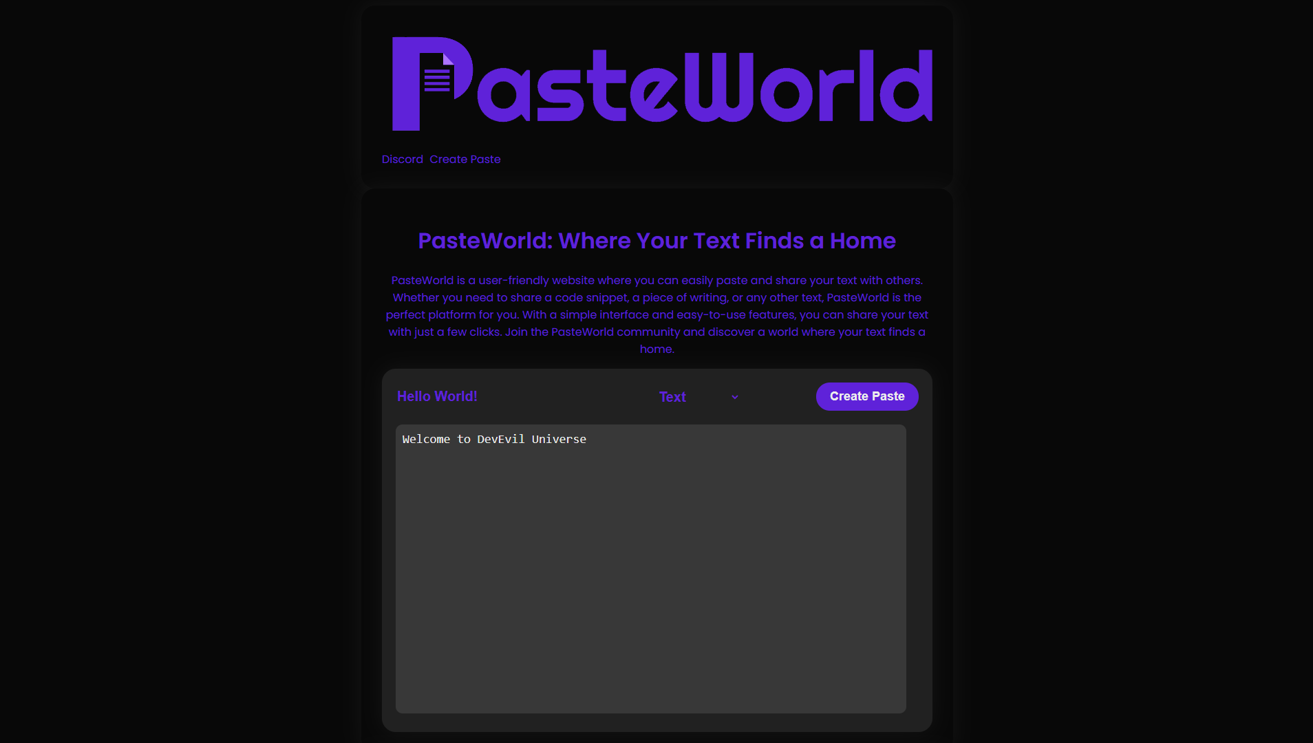 DevEvil PasteWorld