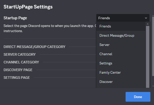 StartUpPage Discord Plugin